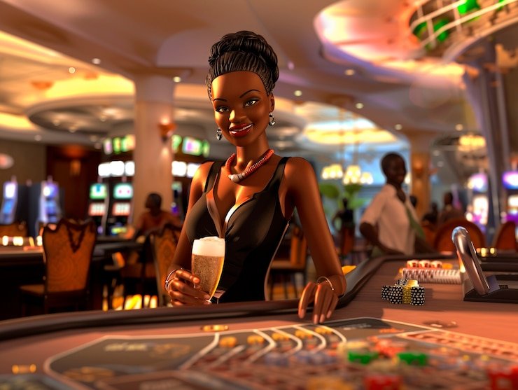 Live roulette wheel and betting board at mamba slot studio